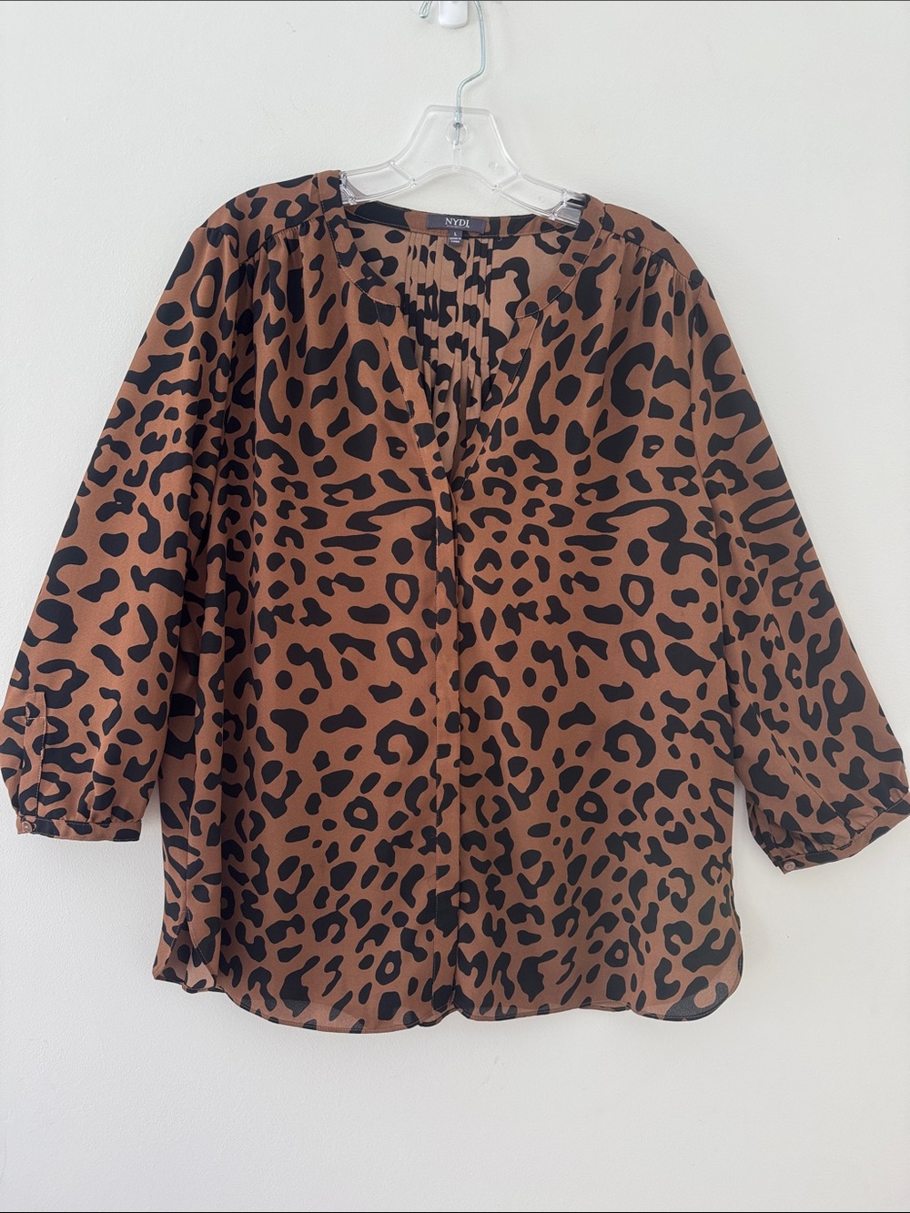 NYDJ Brown and Black Leopard Print Tunic Blouse
